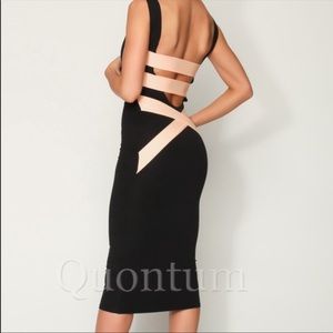 Quontum Midi Backless Dress Black Blush Pink XS